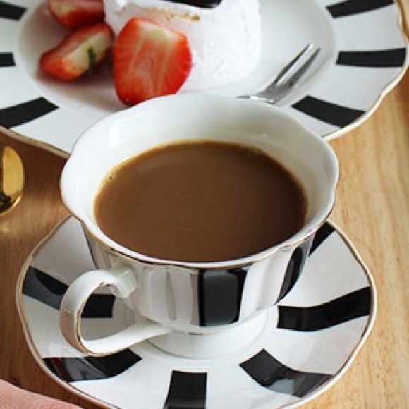 NIB 5 Pc Tea SET: Black & White Bone China - Picture 7 of 16